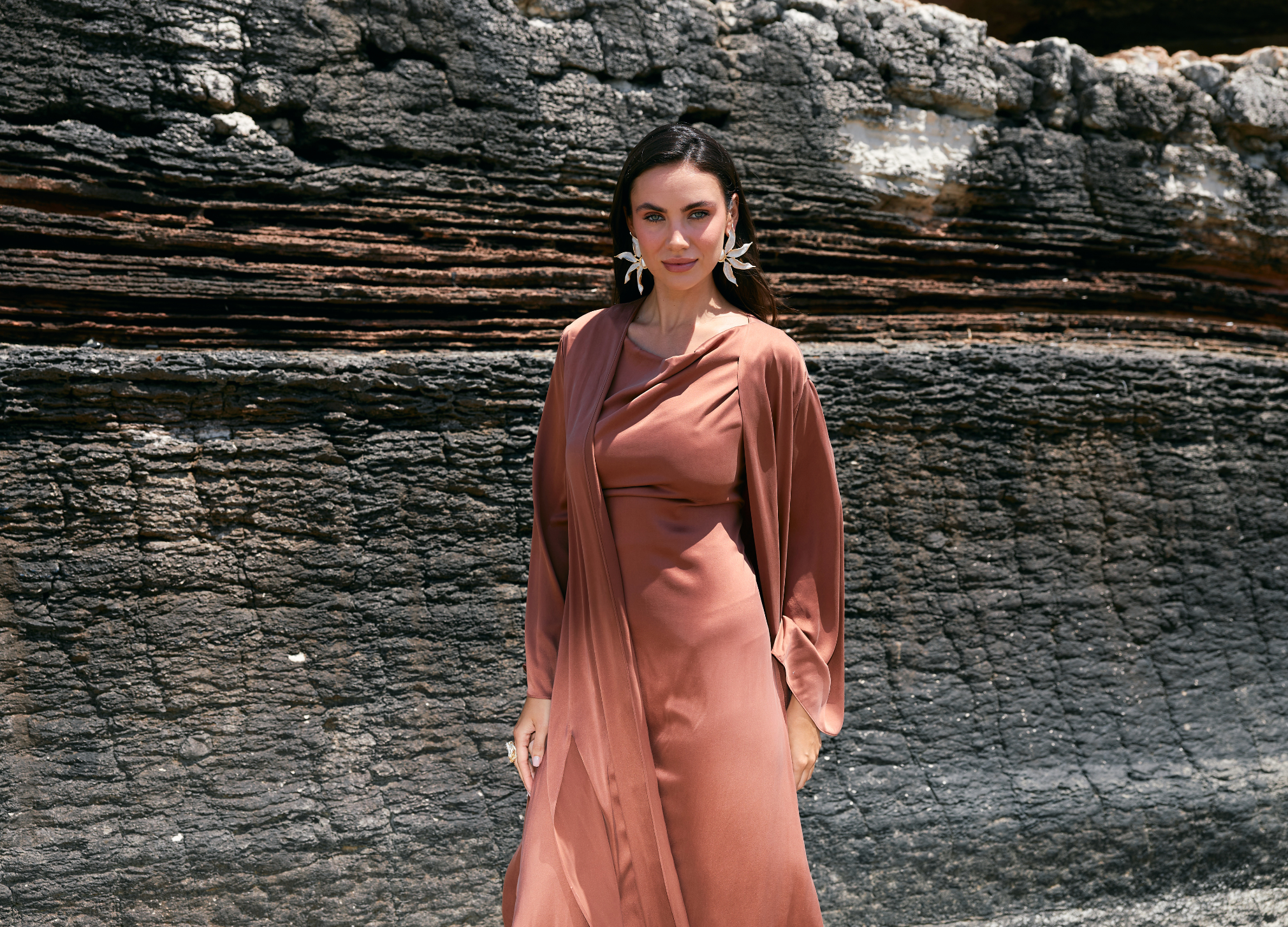 Selene Abaya | %100 İpek Lüks Kadın Abaya Mocha Brown | Noorvien