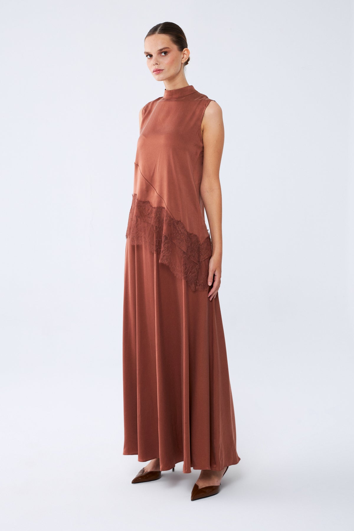 Noor Bluz | %100 İpek Kadın Bluz Mocha Brown | Noorvien