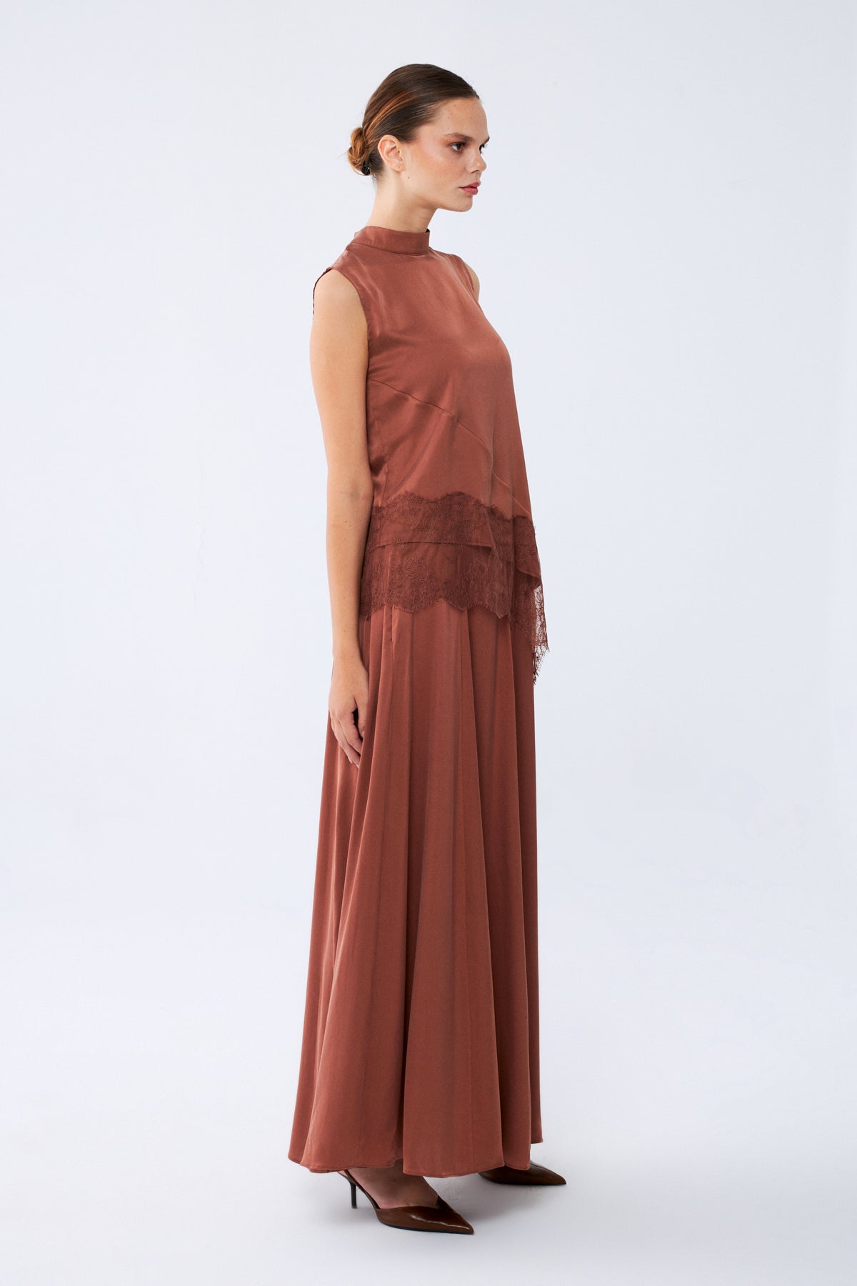 Noor Bluz | %100 İpek Kadın Bluz Mocha Brown | Noorvien