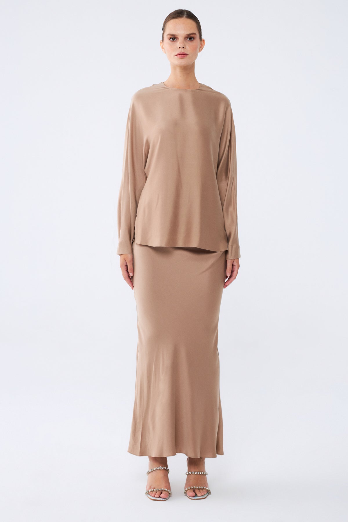 Liora Blouse – %100 İpek Yarasa Kollu Kadın Bluz Soft Cream | Noorvien