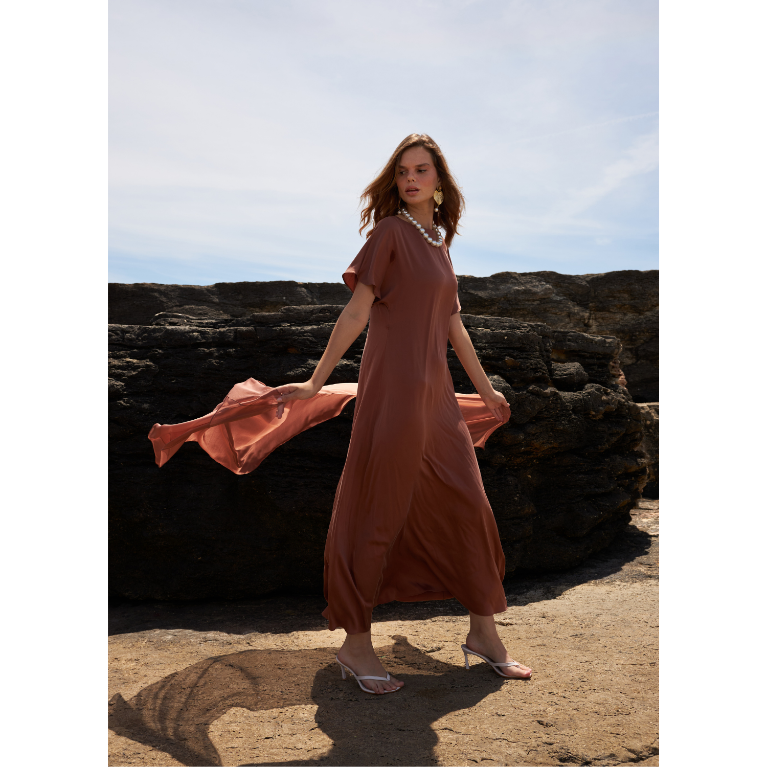 Naeliya Elbise | %100 İpek Kadın Elbise Mocha Brown | Noorvien