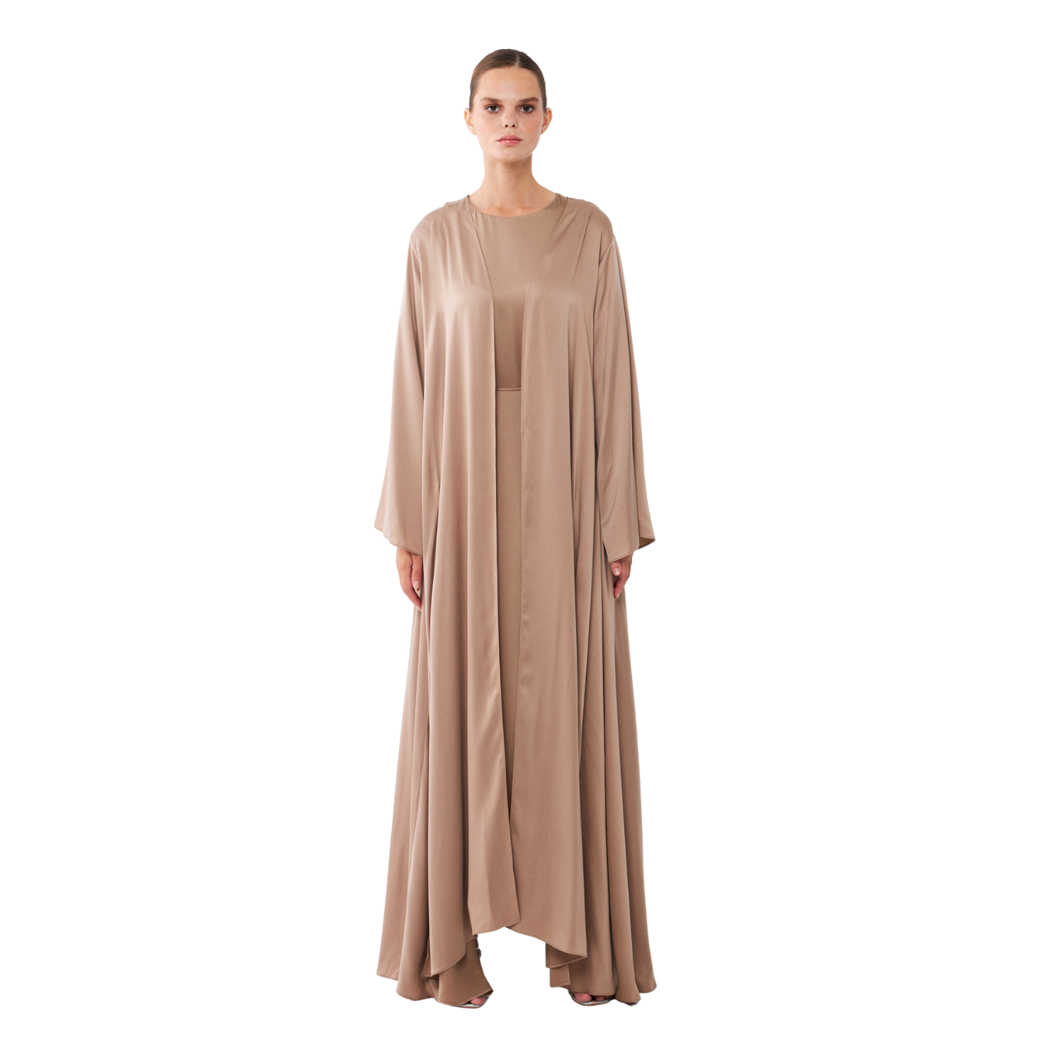 Selene Abaya | %100 İpek Lüks Kadın Abaya Stone Taupe | Noorvien