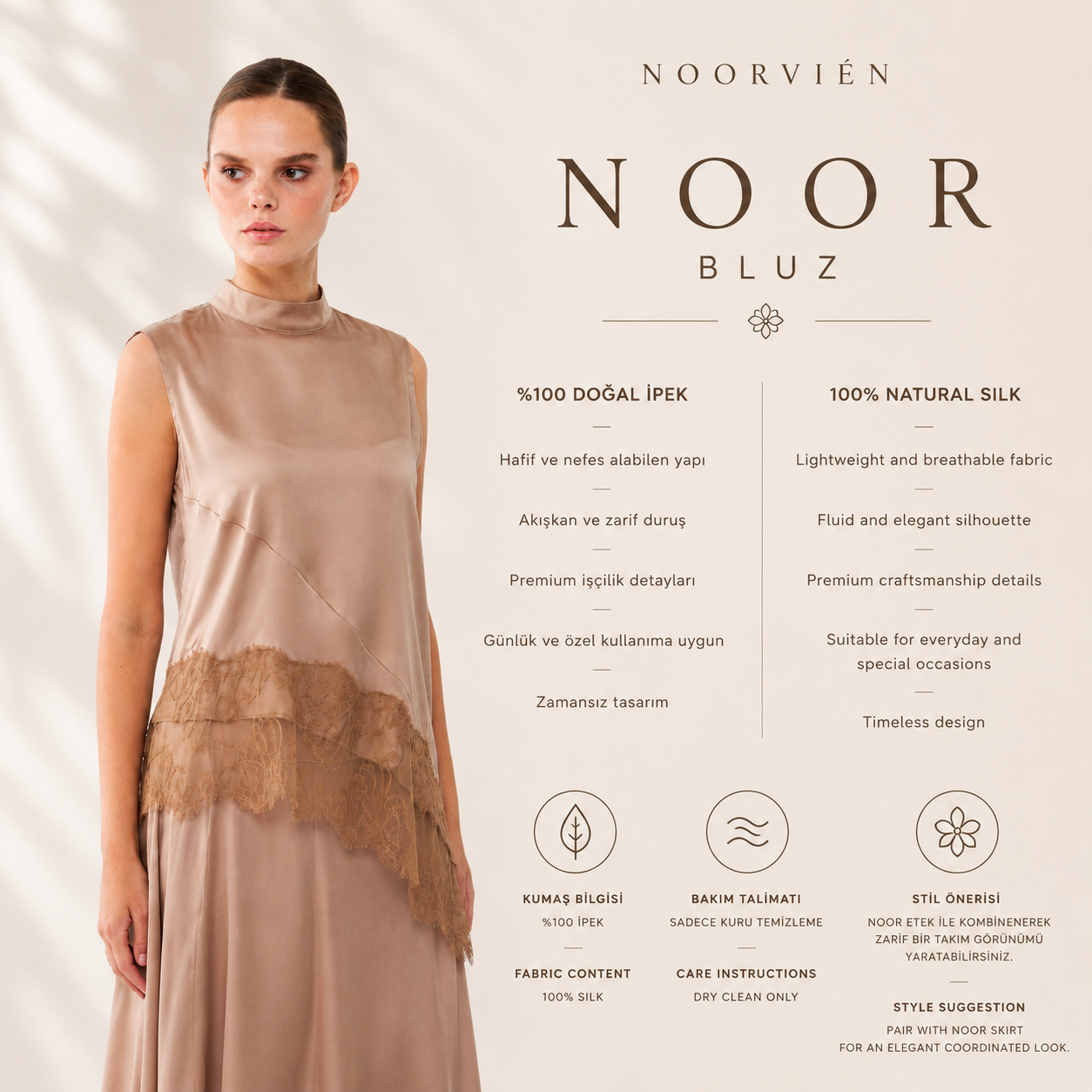 Noor Bluz | %100 İpek Kadın Bluz | Noorvien