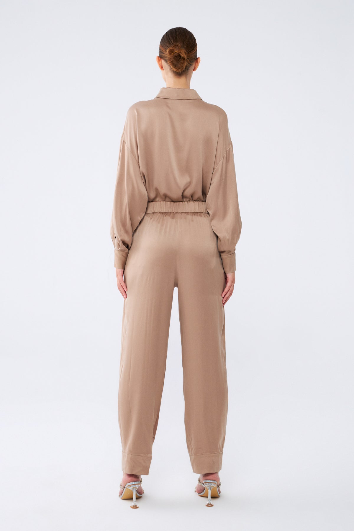 Zafira Pantolon | %100 İpek Kadın Pantolon Stone Taupe | Noorvien
