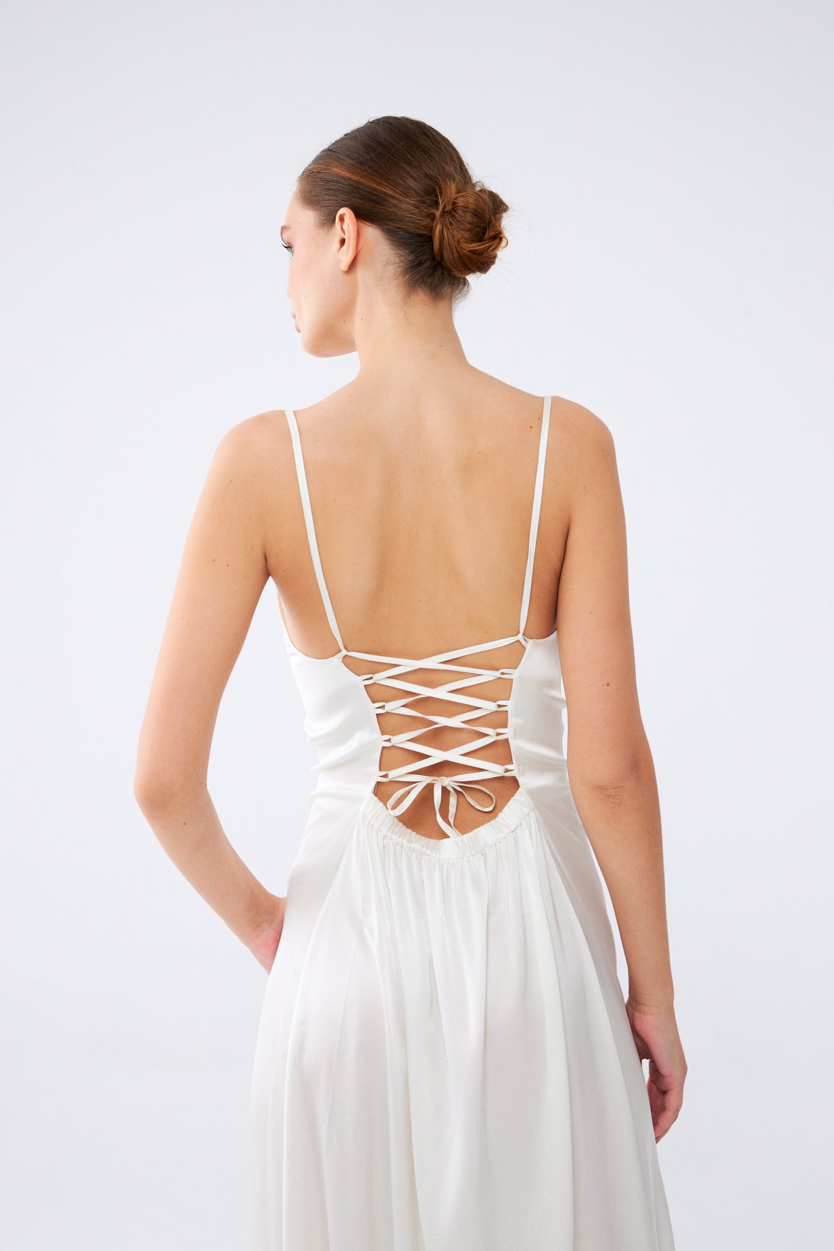 Zeline Elbise | %100 İpek Uzun Kadın Elbise Soft Cream | Noorvien
