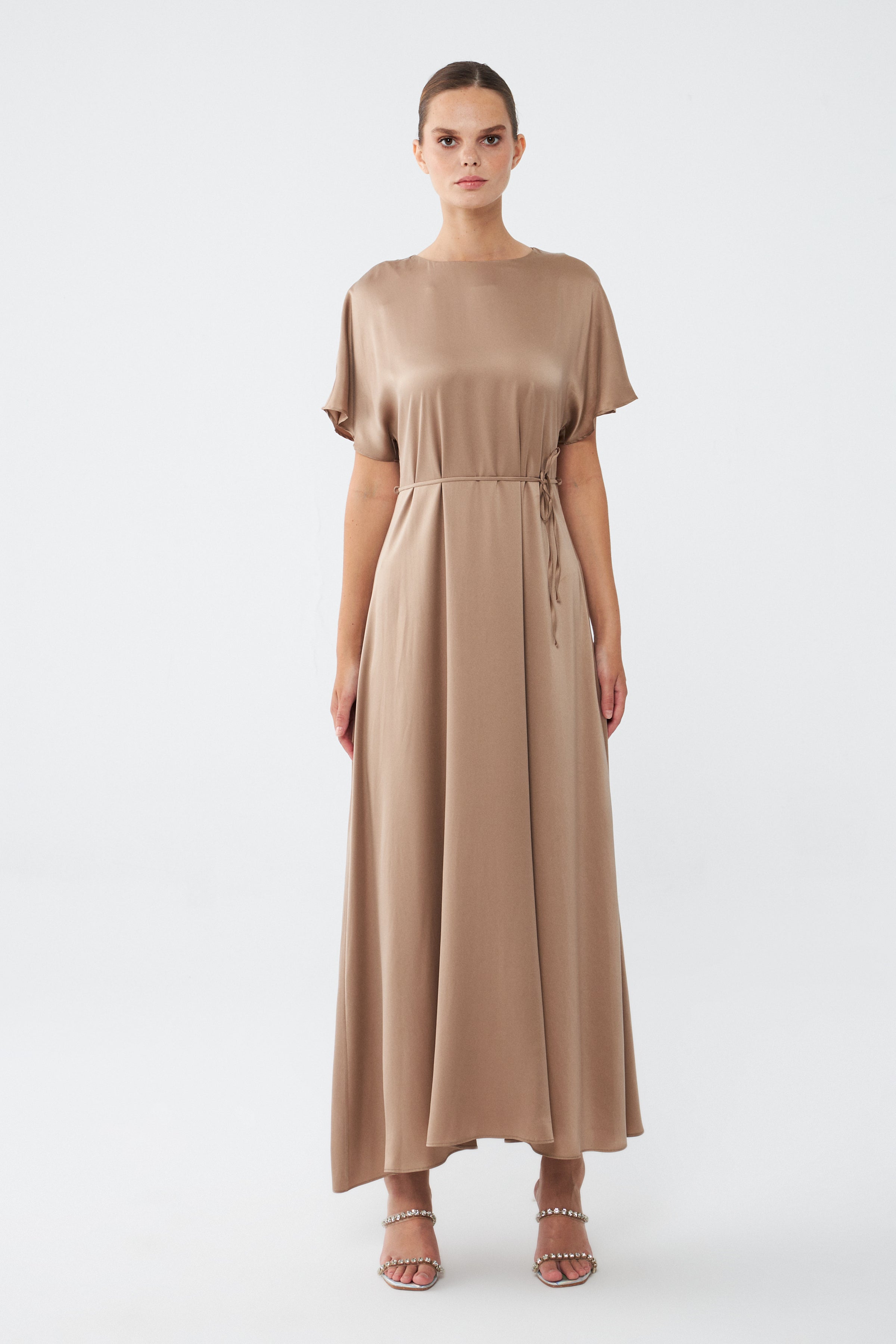 Naeliya Elbise | %100 İpek Kadın Elbise Mocha Brown | Noorvien