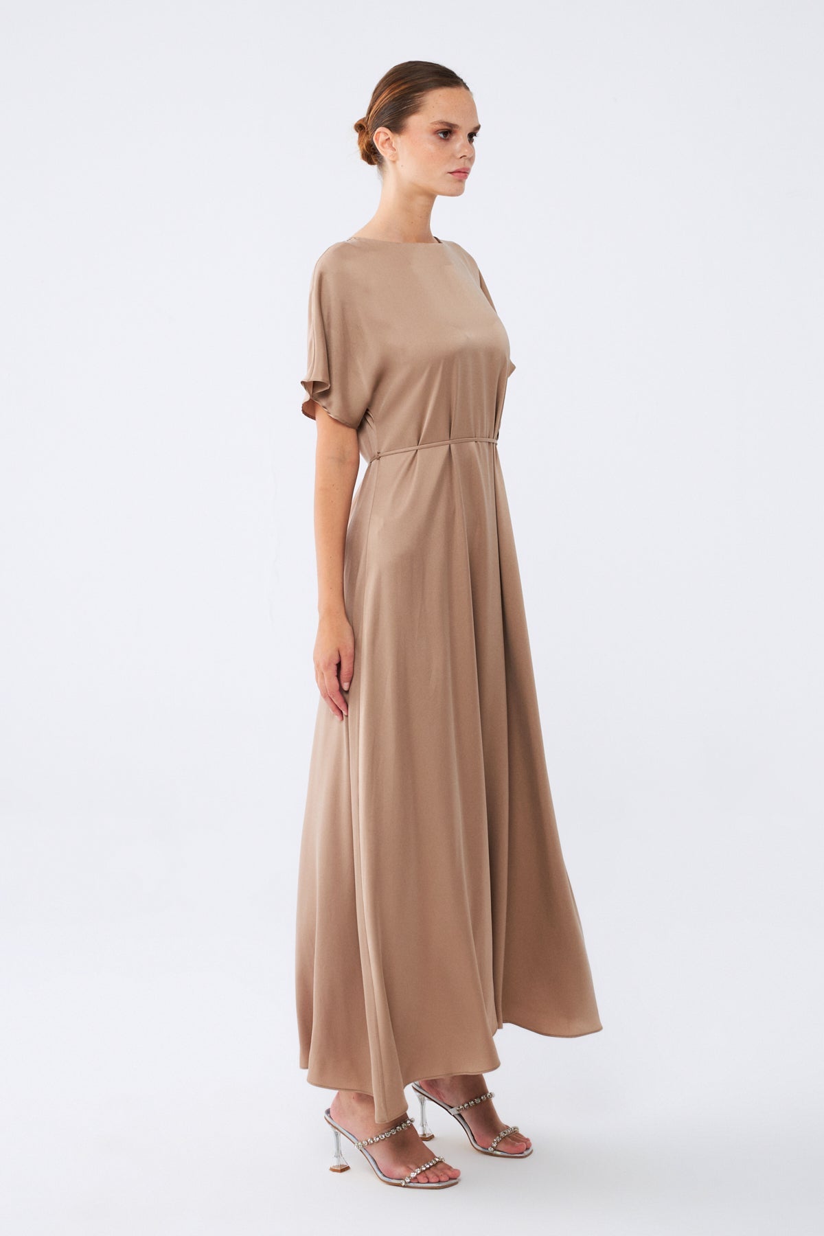 Naeliya Elbise | %100 İpek Kadın Elbise Stone Taupe | Noorvien - Noorvien