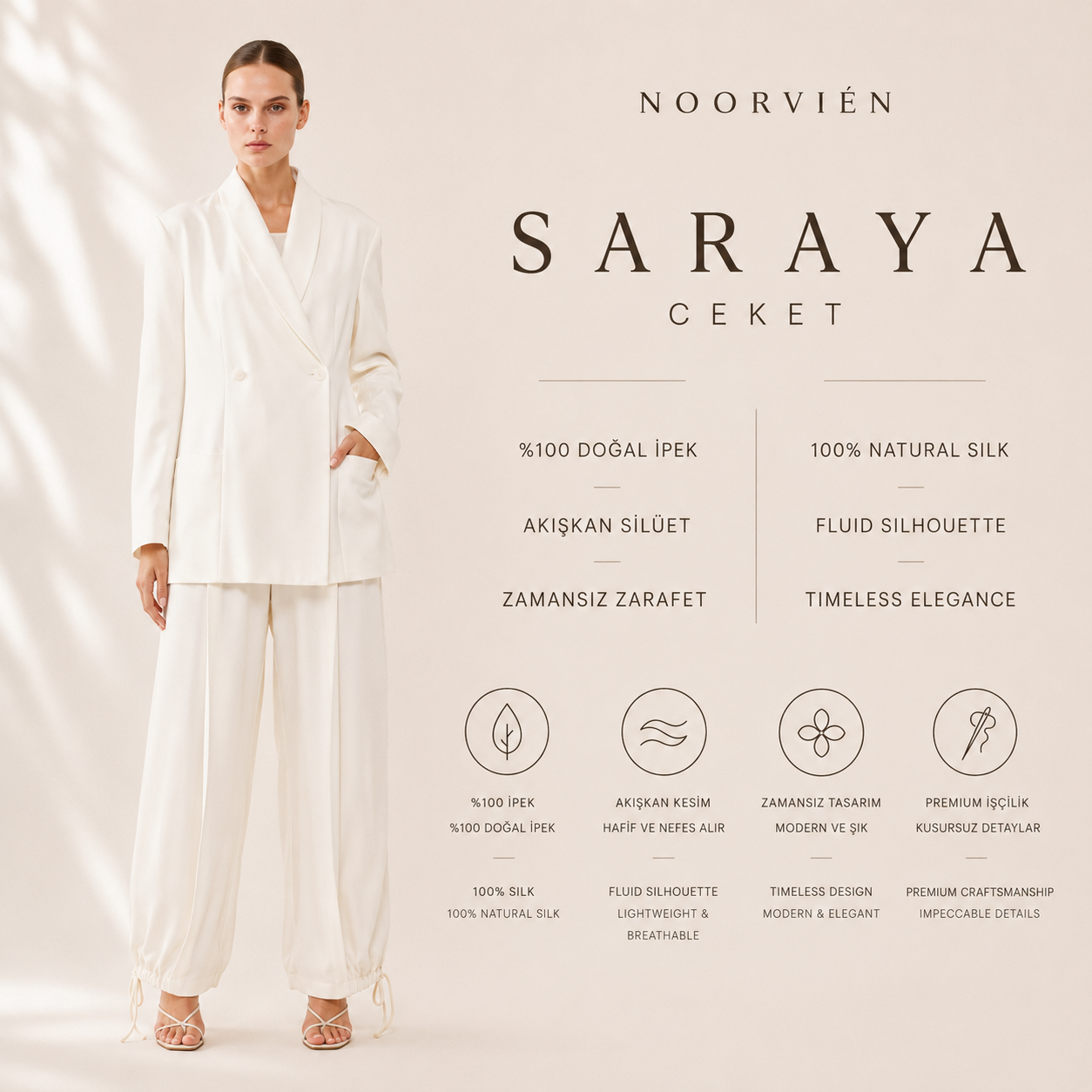 Saraya Ceket | %100 İpek Kadın Ceket | Noorvien